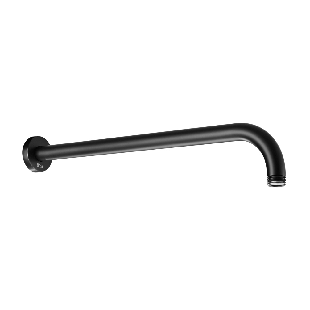 Cut out image of the Roca Matt Black 400mm Round Wall Shower Arm